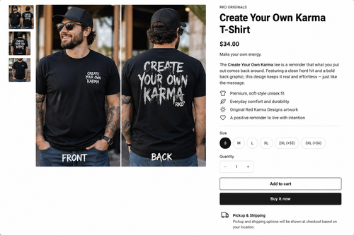 Create Your Own Karma black shirt model mockup